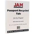 JAM Paper® Recycled 24lb Paper, 8.5 x 11, Passport Talc White, 100 Sheets/Pack (872402)