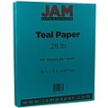 JAM Paper Matte Colored Paper, 28 lbs., 8.5 x 11, Teal, 50 Sheets/Pack (1524383)