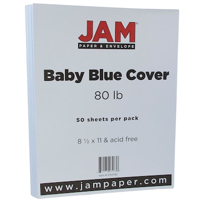 JAM Paper® Matte Cardstock, 8.5 x 11, 80lb Baby Blue, 50/pack (5155792)