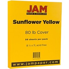 JAM Paper® Matte Cardstock, 8.5 x 11, 80lb Sunflower Yellow, 50/pack (16729203)