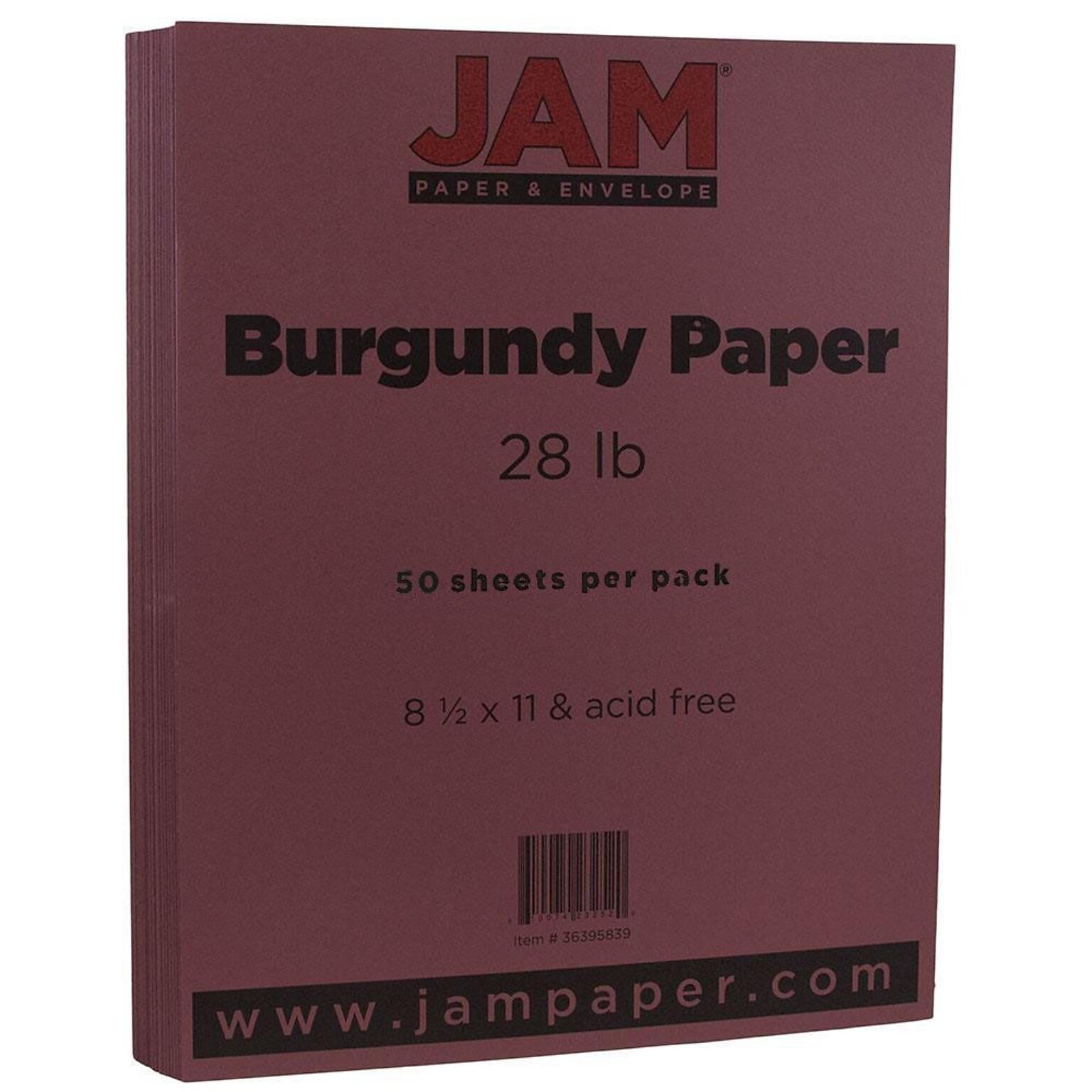 JAM Paper Matte  8.5 x 11 Copy Paper, 28 lb., Burgundy, 50 Sheets/Pack (36395839)