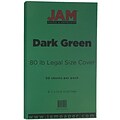 JAM Paper® Matte Legal Cardstock, 8.5 x 14, 80lb Dark Green, 50/pack (64429556)