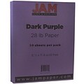 JAM Paper Matte  8.5 x 11 Paper, 28 lb., Dark Purple, 50 Sheets/Pack (364412783)