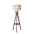 Adesso® Bedford 59.5H Shelf Floor Lamp, Walnut with Oatmeal Fabric Drum Shade (3471-15)