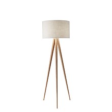 Adesso® Director 60.25H Floor Lamp, Natural with Off-White Fabric Drum Shade (6424-12)