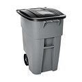 Rubbermaid Brute Plastic Outdoor Trash Can, 50 Gallon, Gray (FG9W2700GRAY)