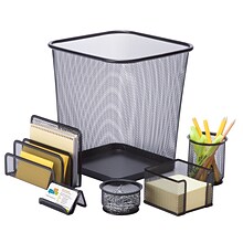 Honey Can Do 6pc Mesh Desk Organization Set, Black (OFC-03491)