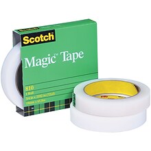 Scotch® 810 Magic Tape (Permanent), 3 Core Rolls, 1/2 x 72 yds, 12 Rolls/Carton
