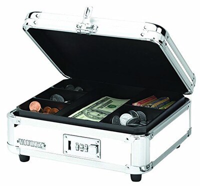 Vaultz®, Locking Cash Box, 4 x 10 x 8, White (VZ00172)