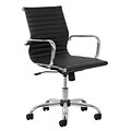 Essentials by OFM ESS-6090 Black Leather Chair, Swivel and Tilt Control, Fixed Loop Chrome Arms, Chrome Frame