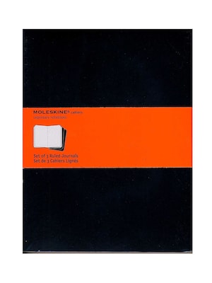 Moleskine Cahier Journals Black, Ruled 7 1/2 In. X 9 3/4 In. Pack Of 3, 120 Pages Each [Pack Of 3] (