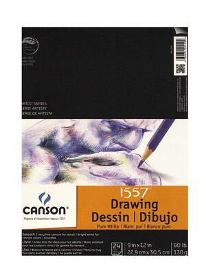 Canson Pure White Drawing Pads, 9 In. x 12 In., Pack Of 3 (3PK-100510890)
