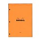 Rhodia Classic French Paper Pads Ruled With Margin, 3-Hole Punched 8 1/4 In. X 11 3/4 In. Orange [Pack Of 3] (3PK-18601)
