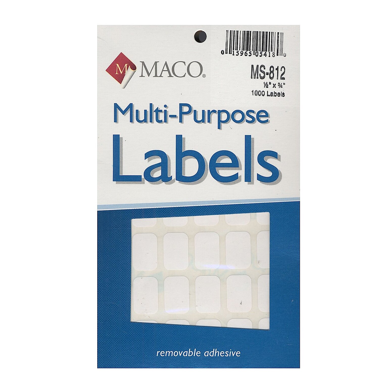Maco Multi-Purpose Handwrite Labels Rectangular 1/2 In. X 3/4 In. Pack Of 1000 [Pack Of 6] (6PK-MS-812)
