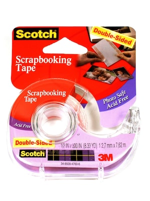 3M Double-Sided Scrapbooking Tape 1/2 In. X 8.33 Yd. Roll [Pack Of 3] (3PK-002)