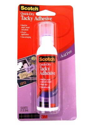 3M Scotch Quick-Dry Tacky Adhesive 2 Fl. Oz. [Pack Of 6] (6PK-020)