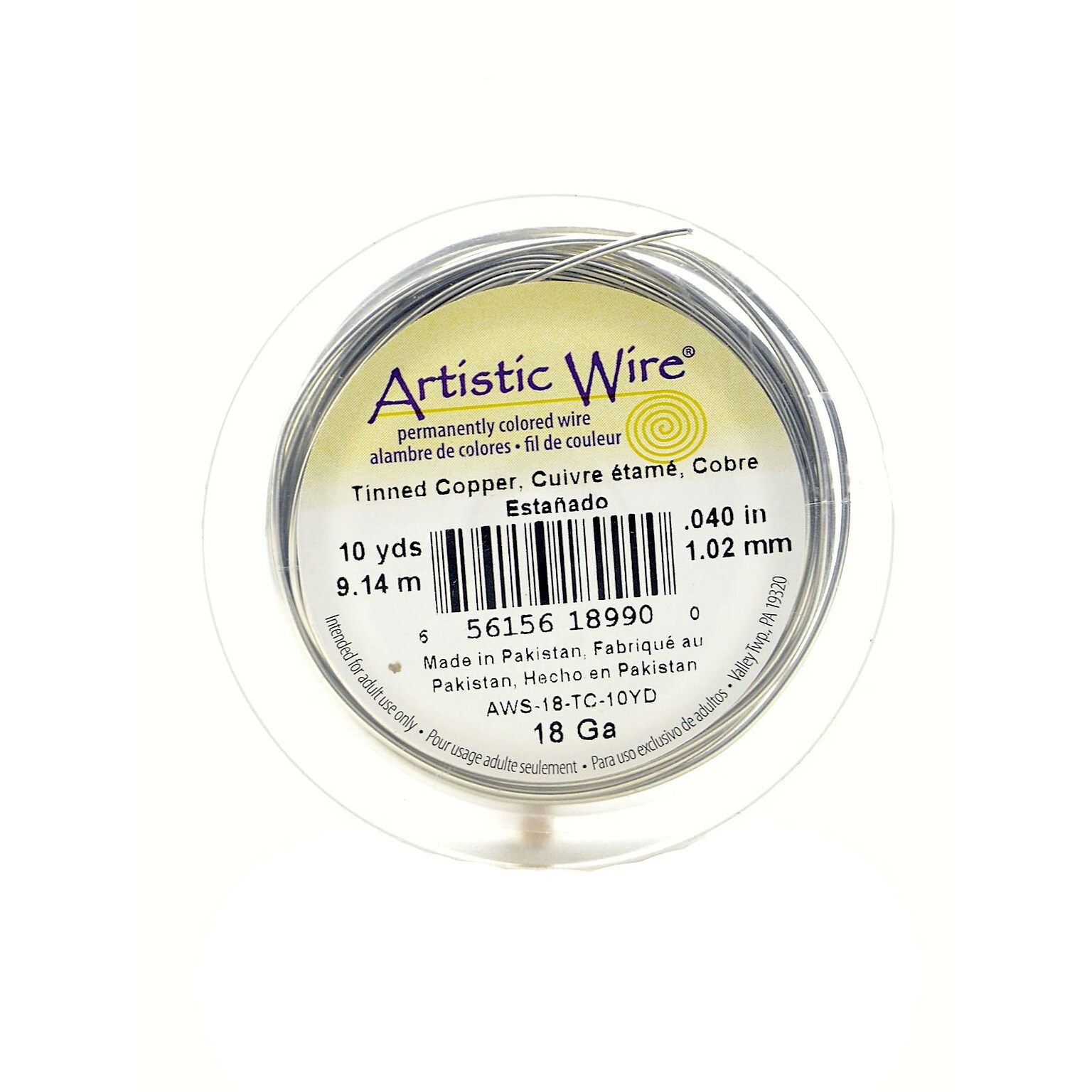 Artistic Wire Spools 10 Yd. Tinned Copper 18 Gauge [Pack Of 4] (4PK-AWS-18-TC-10YD)