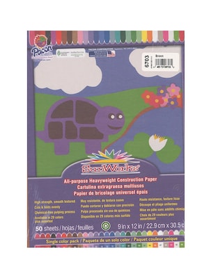 Pacon Sunworks 9 x 12 Construction Paper, Brown, 50 Sheets/Pack, 5/Pack (29056-PK5)