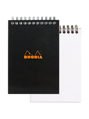 Rhodia Wirebound Notebooks Graph 4 In. X 6 In. Black [Pack Of 5] (5PK-135009)