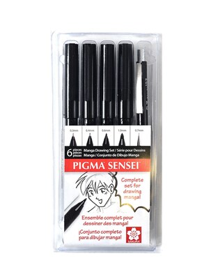 Sakura Pigma Sensei Manga 6 Piece Drawing Kit Each [Pack Of 2] (2PK-50200)