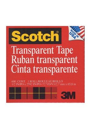 Scotch 600 Refill Transparent Tape, 1/2 x 72 yds., 6/Pack (6PK-6001236)