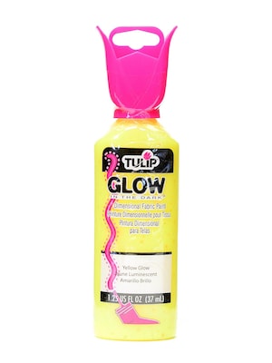 Tulip Glow In The Dark Dimensional Fabric Paint Yellow 1 1/4 Oz. [Pack Of 6] (6PK-65175)