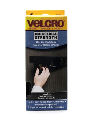 Velcro Industrial Strength Fastener Tape, 2 x 1.33 yds., Black, 2/Pack (2PK-90593)