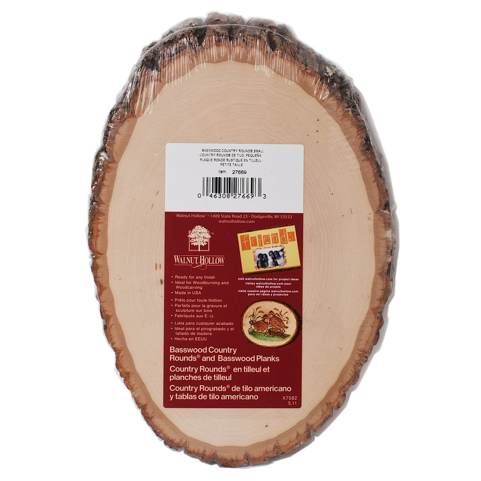 Walnut Hollow Basswood Country Round Wood, 5 To 7, 3/Pk (3PK-27669)
