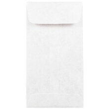 JAM Paper #7 Coin Tear-Proof Open End Envelopes, 3.5 x 6.5, White, 25/Pack (2131076)