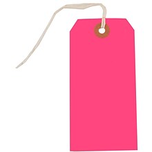 JAM Paper® Gift Tags with String, Medium, 4 3/4 x 2 3/8, Neon Pink, 100/Pack (91931041B)