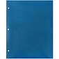 JAM Paper Laminated Glossy 3 Hole Punch Two-Pocket Folders, Blue, 100/Box (385GHPBUB)
