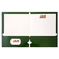 JAM Paper Laminated Glossy 3 Hole Punch 2-Pocket Folders, Green, 25/Pack (385GHPGRD)