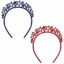 Amscan Starburst Glitter Headband, 6.25 x 5.5, Red/ Blue, 12/Pack (394205)