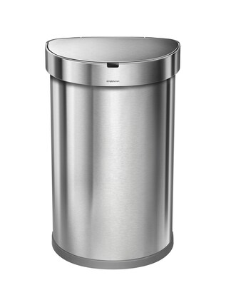 simplehuman Semi-Round Sensor Trash Can with Liner Pocket, Brushed Stainless Steel, 12 Gallon (ST200