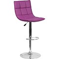Flash Furniture Purple Quilted Vinyl Adjustable Height Barstool with Chrome Base, Set of 2 (2-CH-92026-1-PUR-GG)