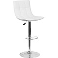 Flash Furniture White Quilted Vinyl Adjustable Height Barstool with Chrome Base, Set of 2 (2-CH-92026-1-WH-GG)