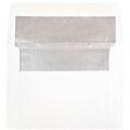 JAM Paper A6 Foil Lined Invitation Envelopes, 4.75 x 6.5, White with Silver Foil, Bulk 250/Box (8292