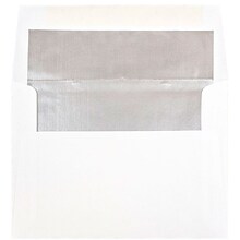 JAM Paper A6 Foil Lined Invitation Envelopes, 4.75 x 6.5, White with Silver Foil, Bulk 250/Box (8292