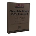 JAM Paper Matte 8.5 x 11 Colored Paper, 28 lbs., Chocolate Brown Recycled, 50 Sheets/Pack (233723)