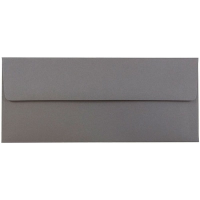 JAM Paper Open End #10 Business Envelope, 4 1/8 x 9 1/2, Dark Grey, 50/Pack (36396438I)
