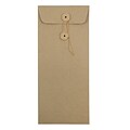 JAM Paper #10 Policy Envelopes with Button and String Closure, 4 1/8 x 9 1/2, Brown Kraft Paper Ba