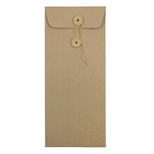 JAM Paper #10 Policy Envelopes with Button and String Closure, 4 1/8 x 9 1/2, Brown Kraft Paper Ba