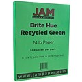 JAM Paper 8.5 x 11 Colored 24 lbs., Green Recycled, 500 Sheets/Ream (104083B)