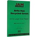 JAM Paper 30% Recycled 8.5 x 14 Color Copy Paper, 24 lbs., Green, 500 Sheets/Ream (151053B)
