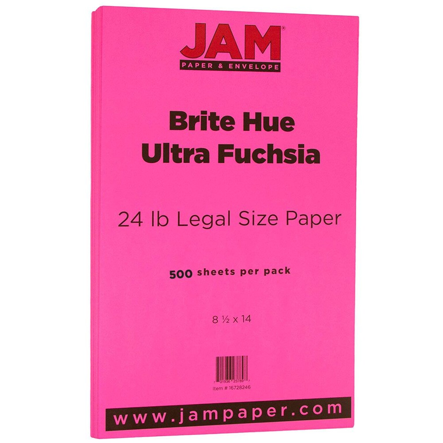 JAM Paper Smooth Colored 8.5 x 14 Color Copy Paper, 24 lbs., Fuchsia Pink, 500 Sheets/Ream (16728246B)