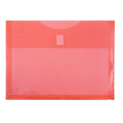 JAM Paper® Plastic Envelopes with Hook & Loop Closure, 1 Expansion, Letter Booklet, 9.75 x 13, Re