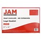 JAM Paper® Plastic Envelopes with Snap Closure, Legal Booklet, 9.75 x 14.5, Red Poly, 12/pack (219S0RE)