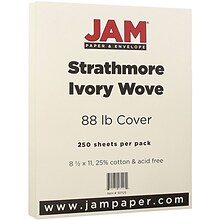 JAM Paper® Strathmore Cardstock, 8.5 x 11, 80lb Ivory Wove, 250/ream (301125B)