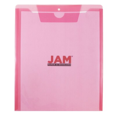 JAM Paper® Plastic Job Envelopes with Tuck Flap Closure, Letter Open End, 9.5 x 11.5, Pink, 12/Pack
