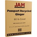 JAM Paper® Recycled Cardstock, 8.5 x 11, 80lb Ginger Brown, 250/box (882315B)